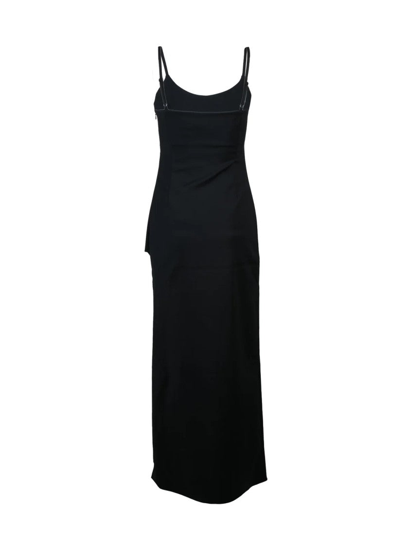 Coperni Form-Fitting Maxi Dress With Side Slit And Leather Detail