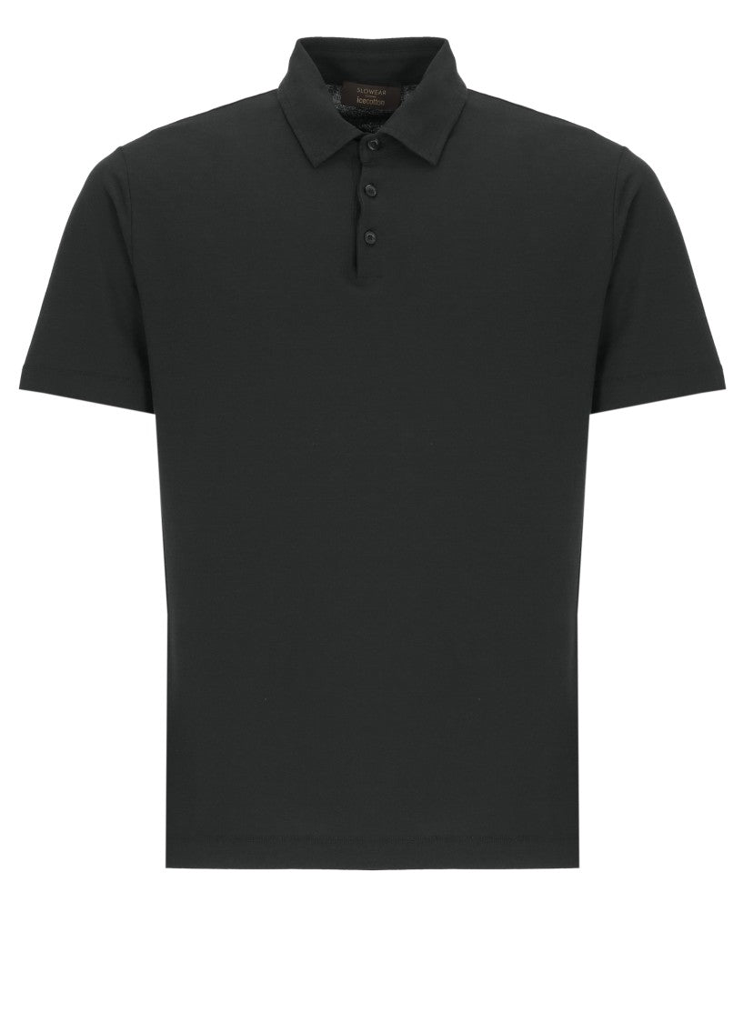 Zanone Black Cotton Polo Shirt