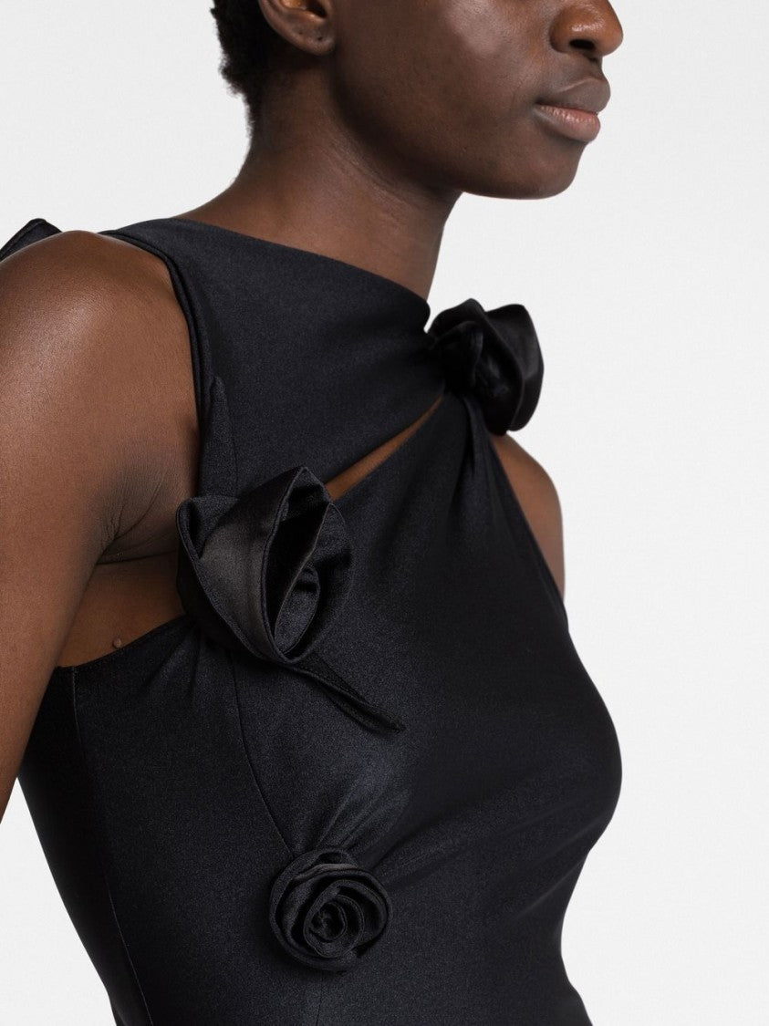 Coperni Black High Neck Floral Cut-Out Dress