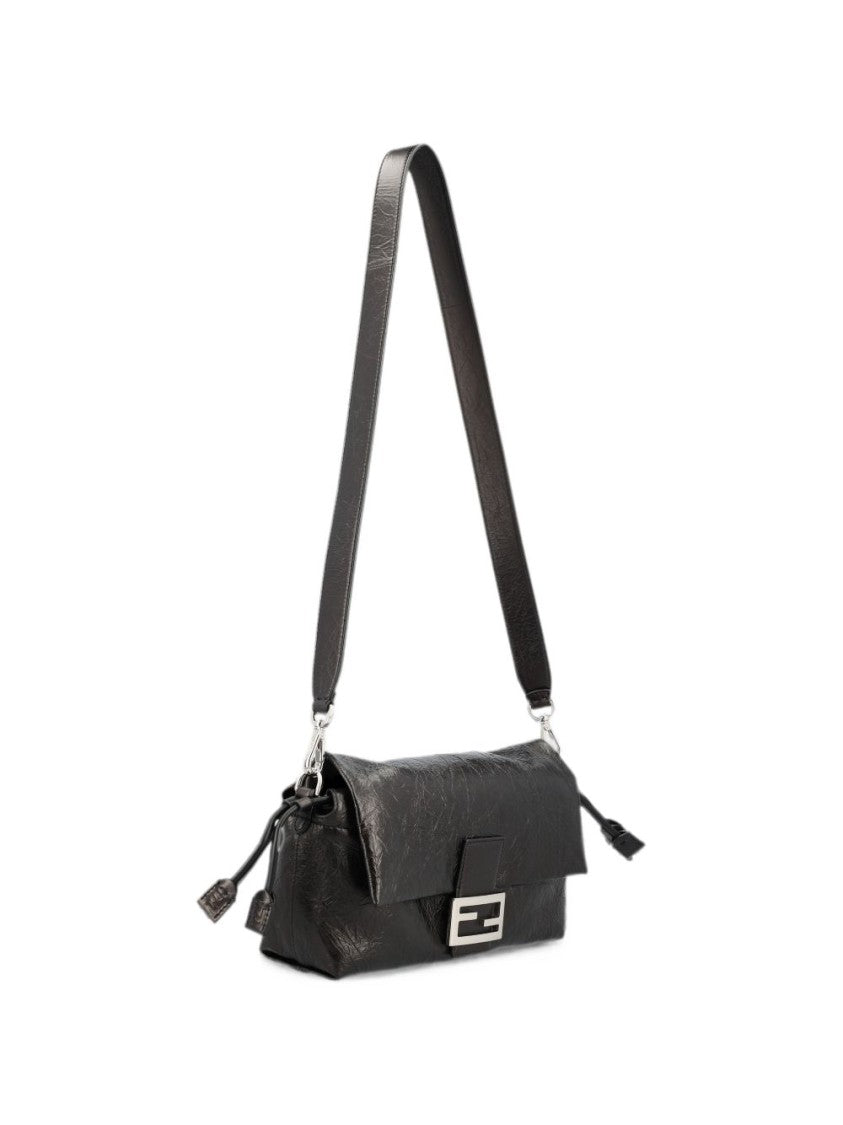 Fendi Textured Leather Geometric Buckle Shoulder Bag