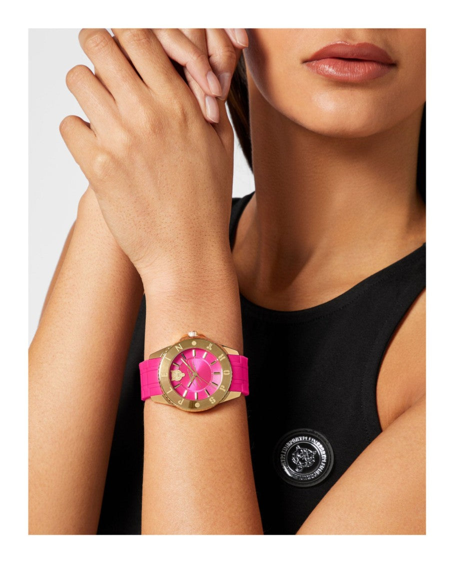 Plein Sport Quartz Movement Watch With Pink Guilloche Dial