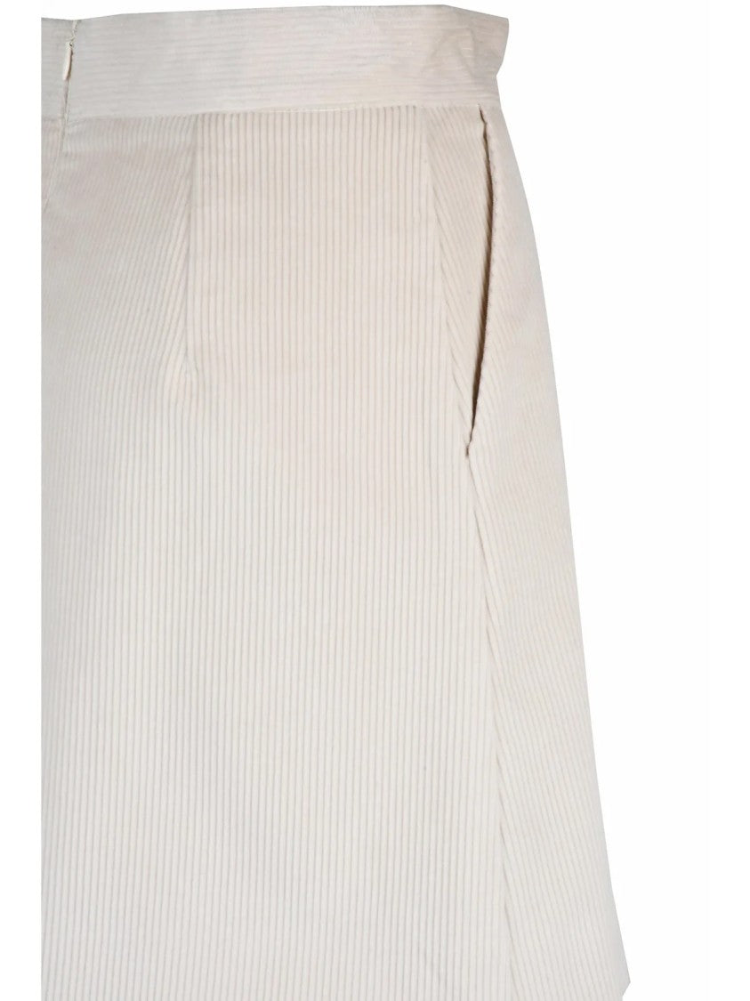 Marella Velvet Mini Skirt With Textured Ribbing And Side Pockets