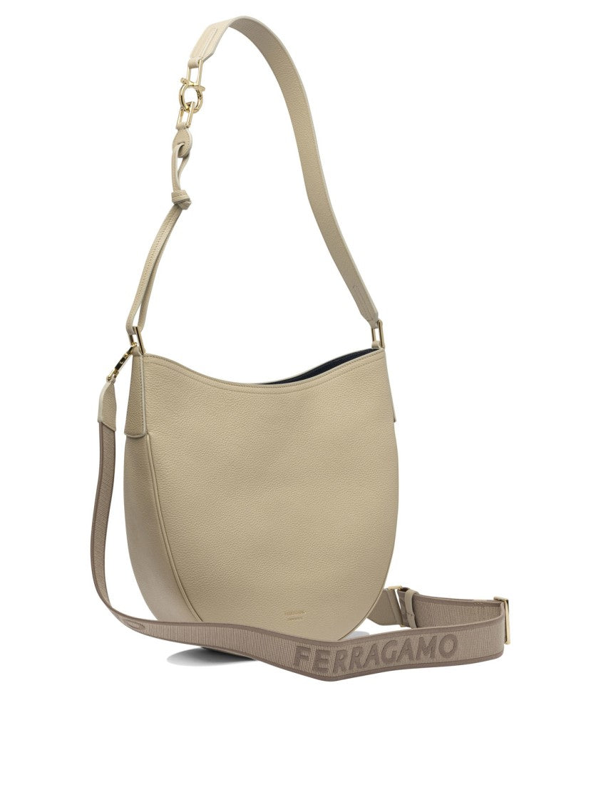 Ferragamo Textured Calf Leather Hobo Shoulder Bag