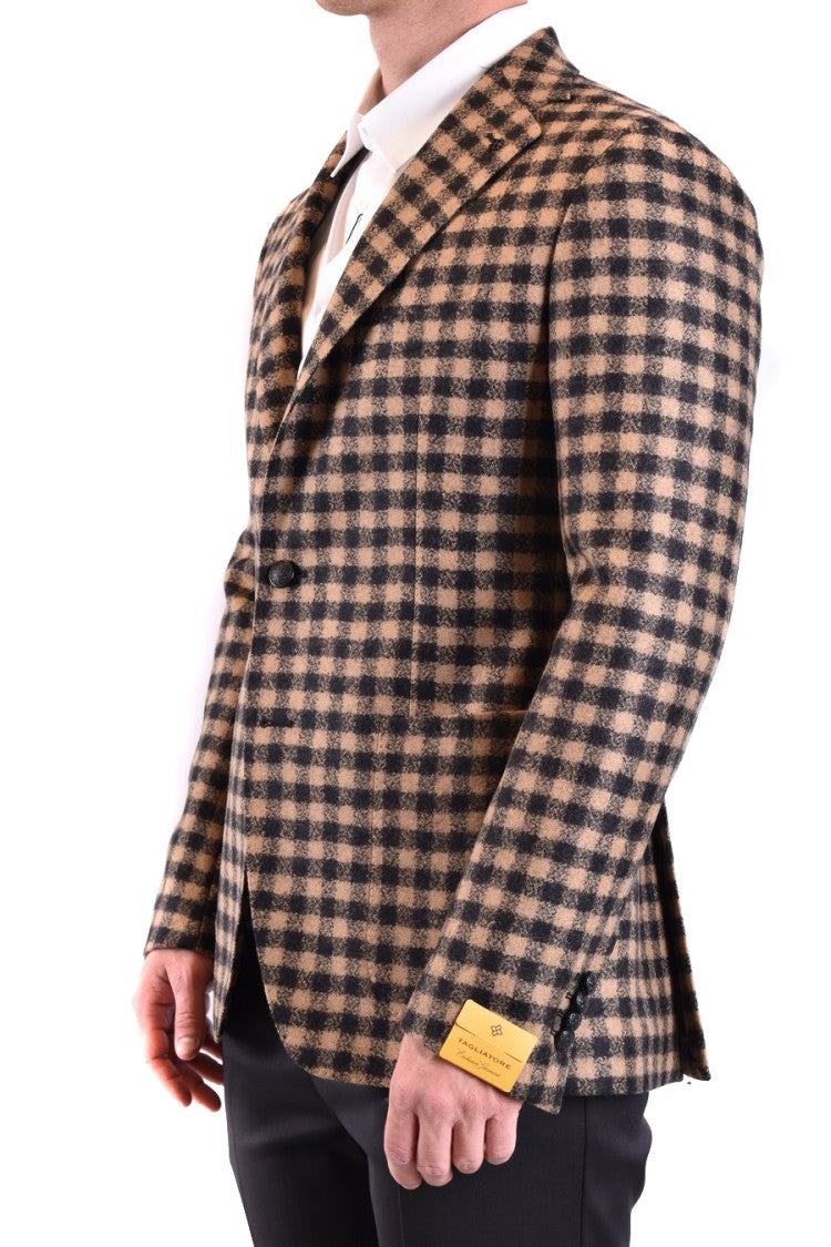 Tagliatore Classic Checkered Blazer Notched Lapel Tailored