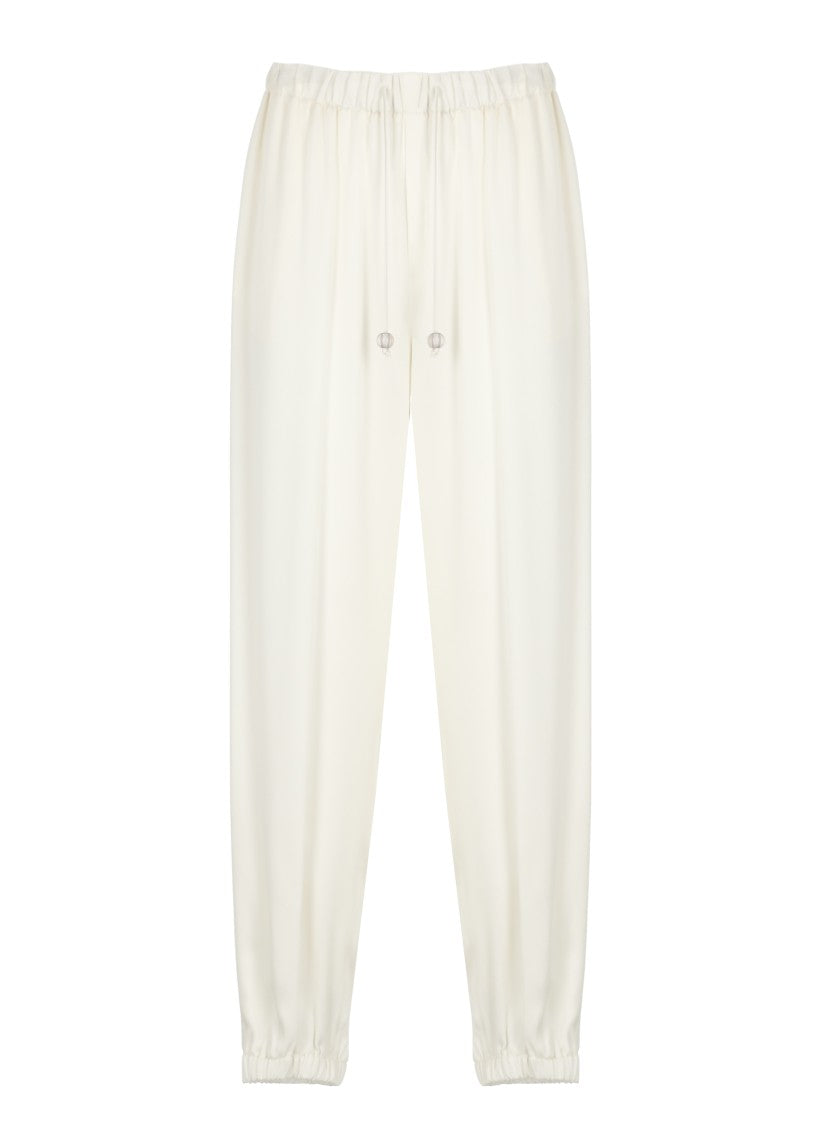 Fabiana Filippi Ivory Drawstring Viscose Straight-Leg Pants