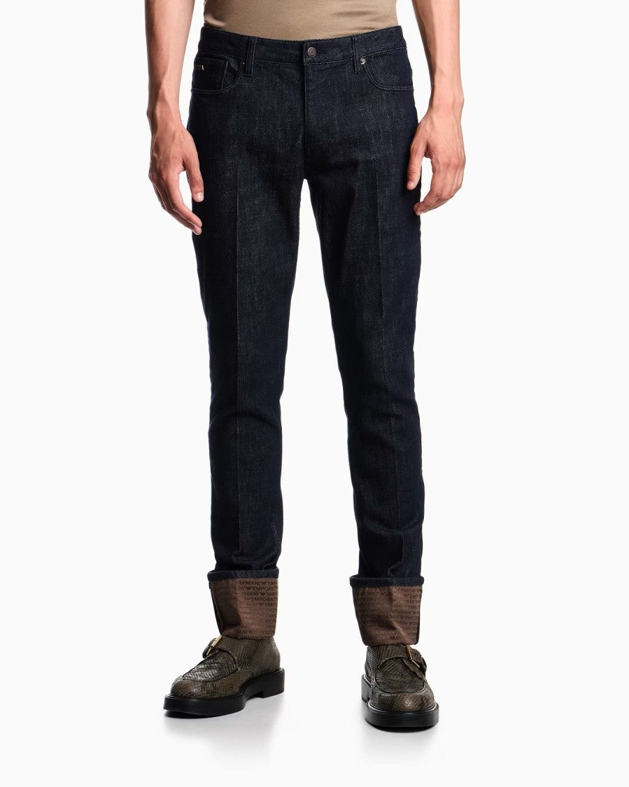 Emporio Armani Slim Fit Jeans With Unique Cuff Detail