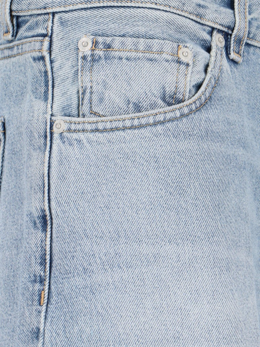 Haikure Light Blue Wide-Leg Denim Jeans With Mid-Rise Waist