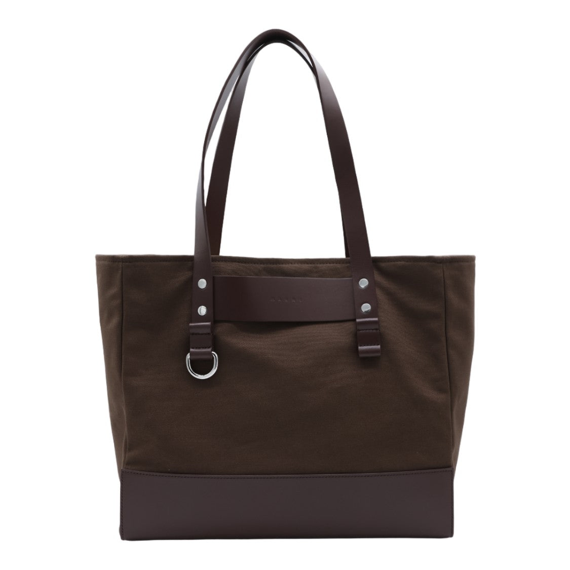Marni Structured Brown Tote Bag With Leather Accents