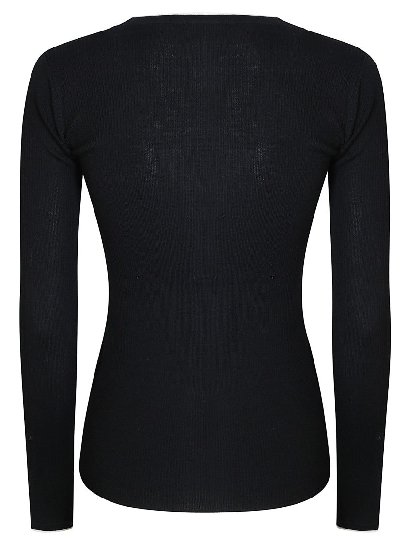 Elisabetta Franchi Ribbed Knit Wool-Blend Top
