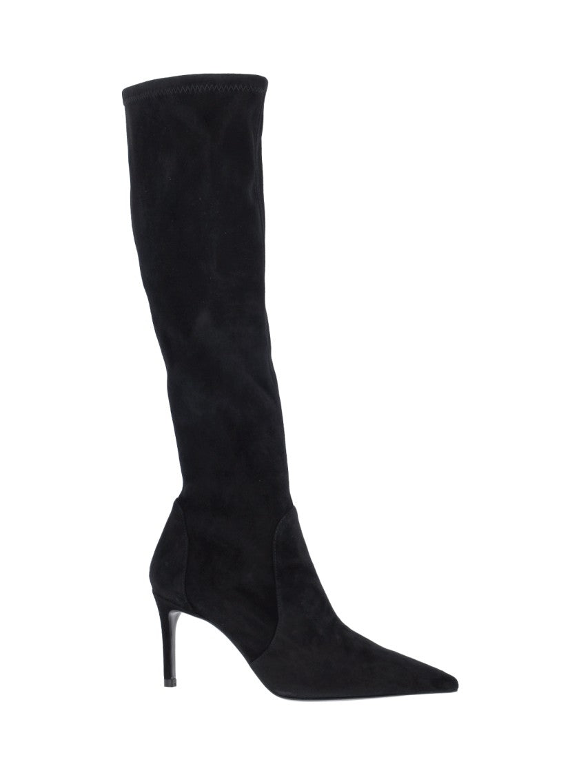 Stuart Weitzman Pointed Toe Mid-Calf Boots With Stiletto Heel
