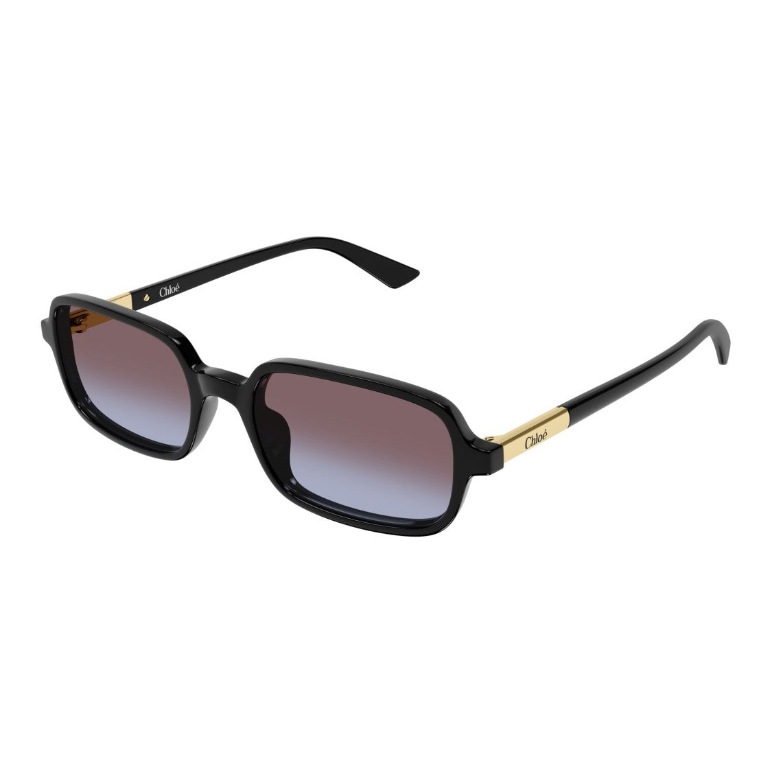 Chloé Bold Rectangular Sunglasses In Glossy Black