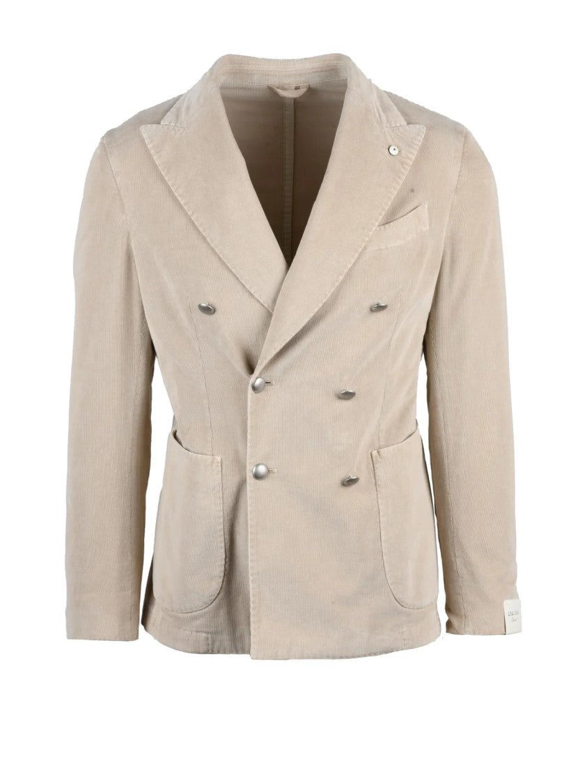 L.B.M. 1911 Double-Breasted Velvet Jacket With Silver-Tone Buttons And Patch Pockets
