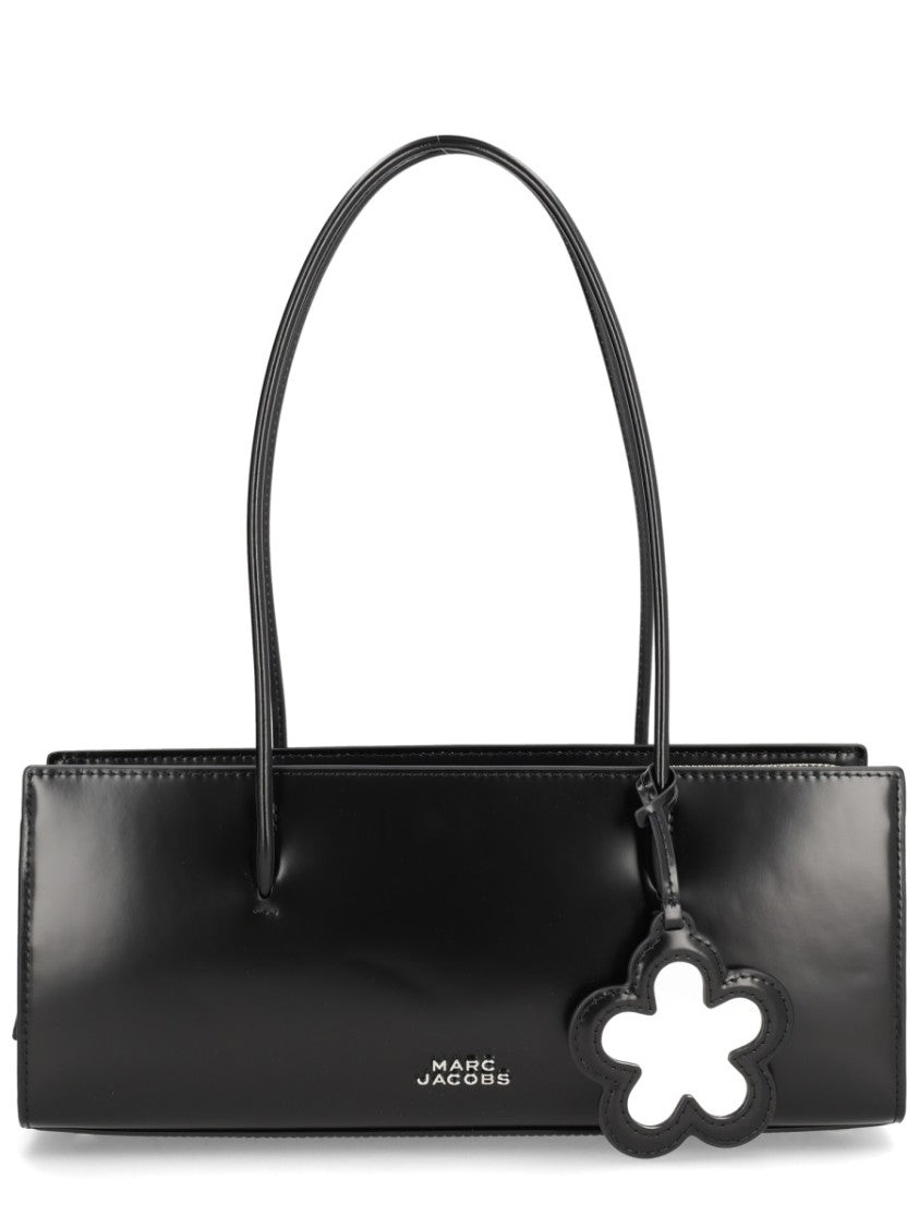 Marc Jacobs Black Glam Mirror Leather Flower Charm Satchel
