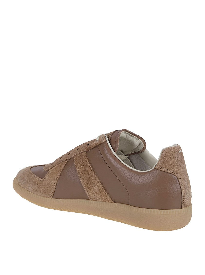 Maison Margiela Multi-Panel Brown Leather Low Top Sneakers
