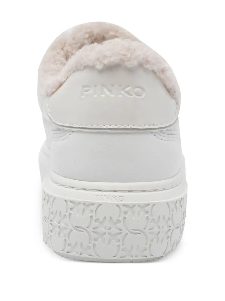 Pinko White Yoko 21 Calf Leather Low-Top Trainers