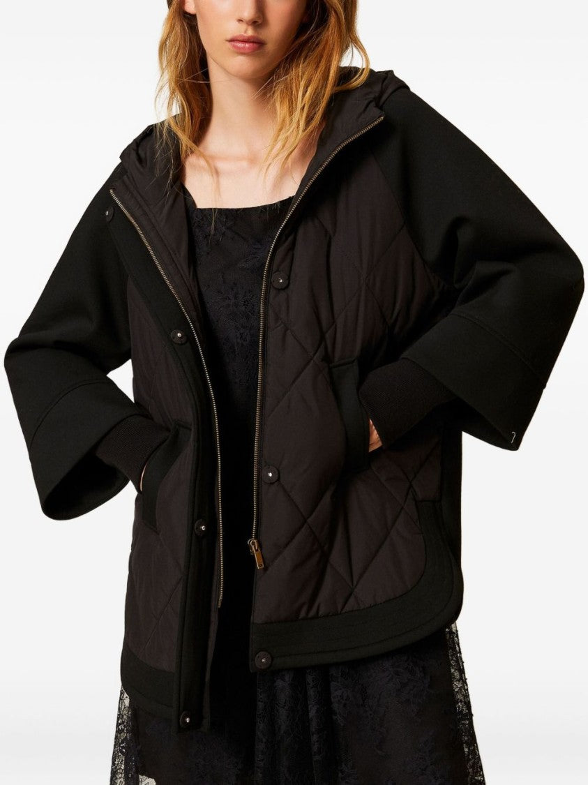 Twinset U&B Cape-Inspired Short Coat With Quilted Detailing