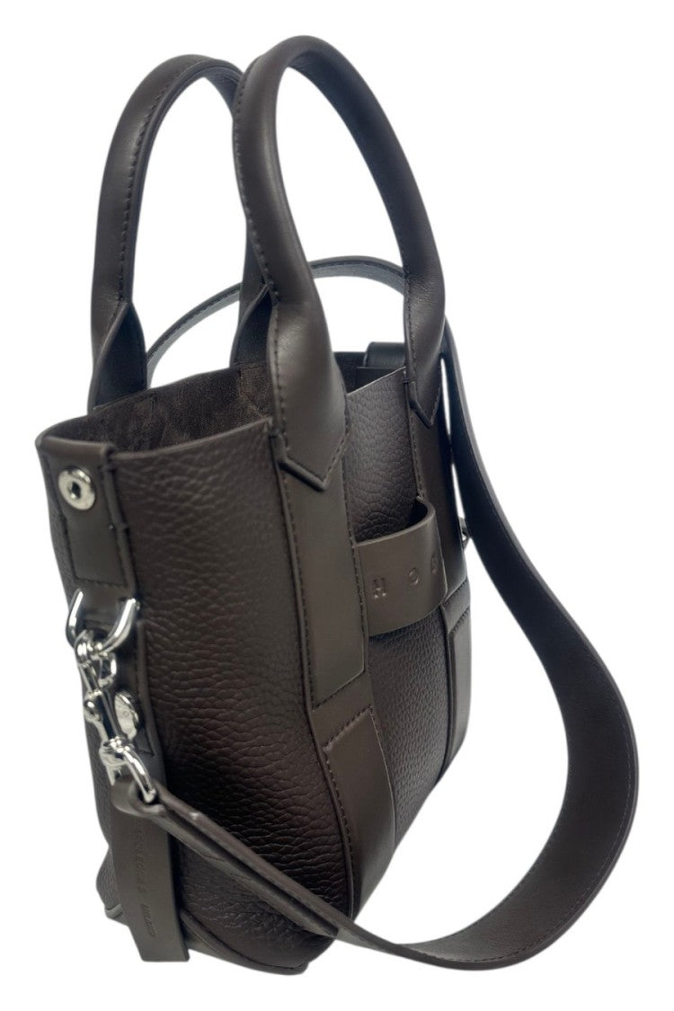 Hogan Structured Brown Calfskin Shopping Bag