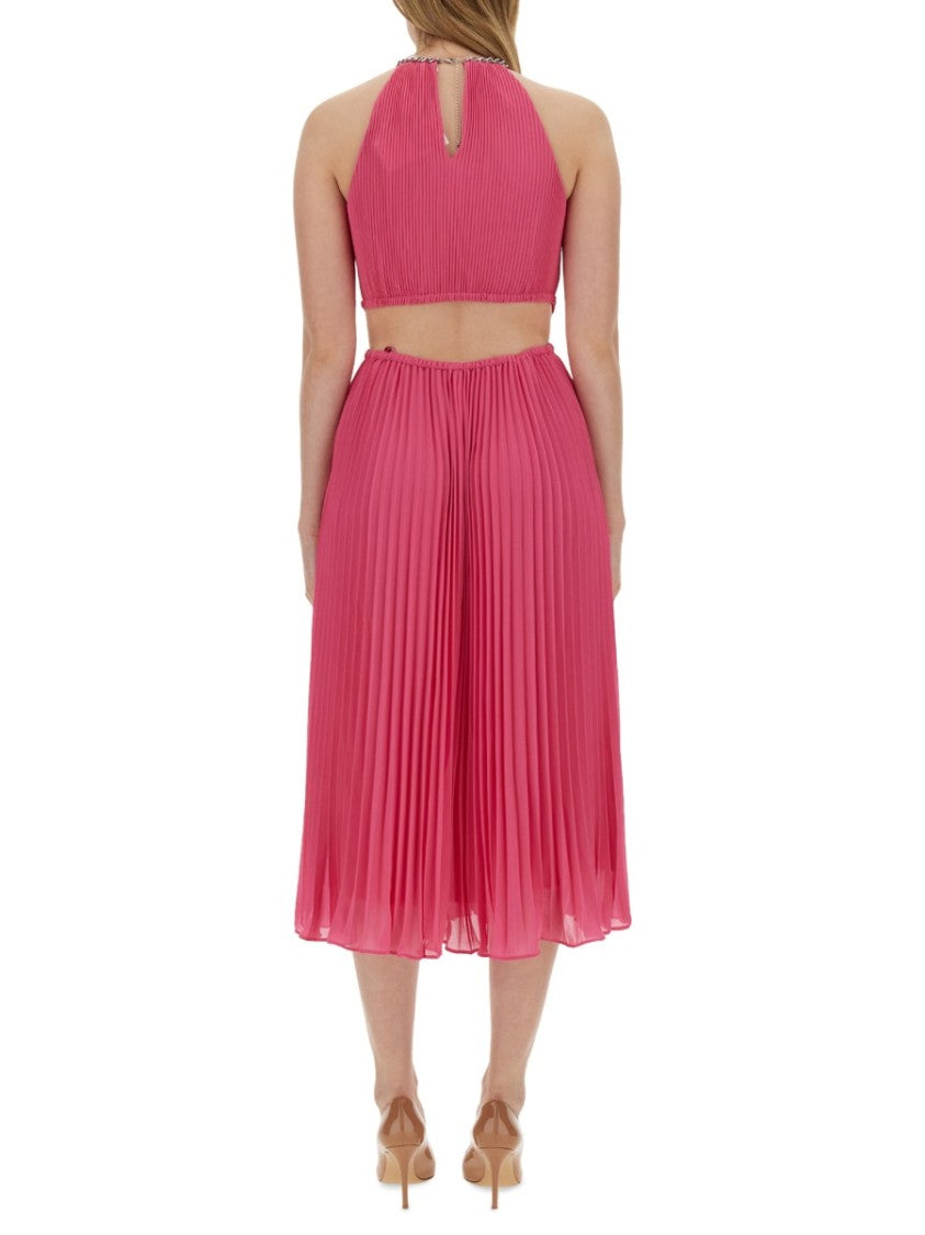 Michael Michael Kors Pleated Georgette Dress With Cut-Out Details