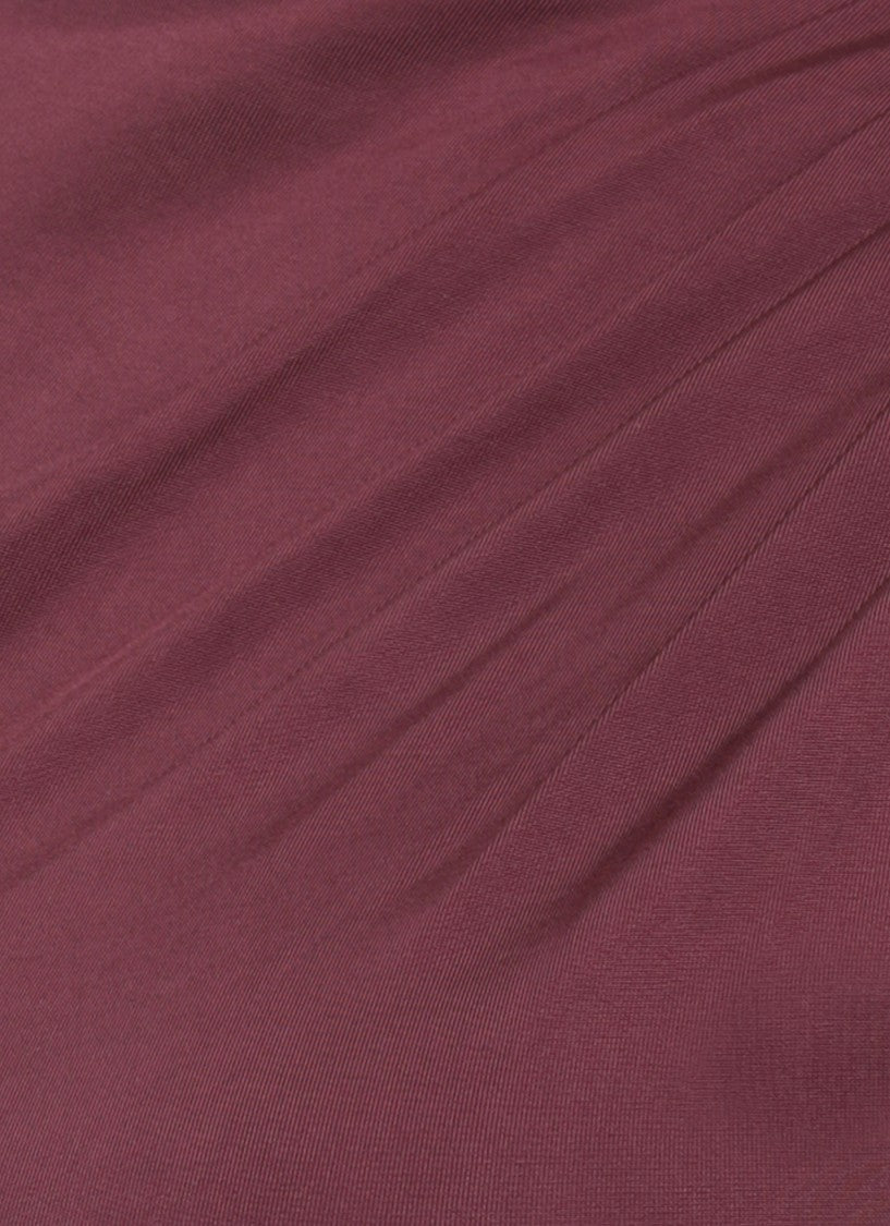 Rotate Fitted Burgundy Draped Dress With Padded Shoulders