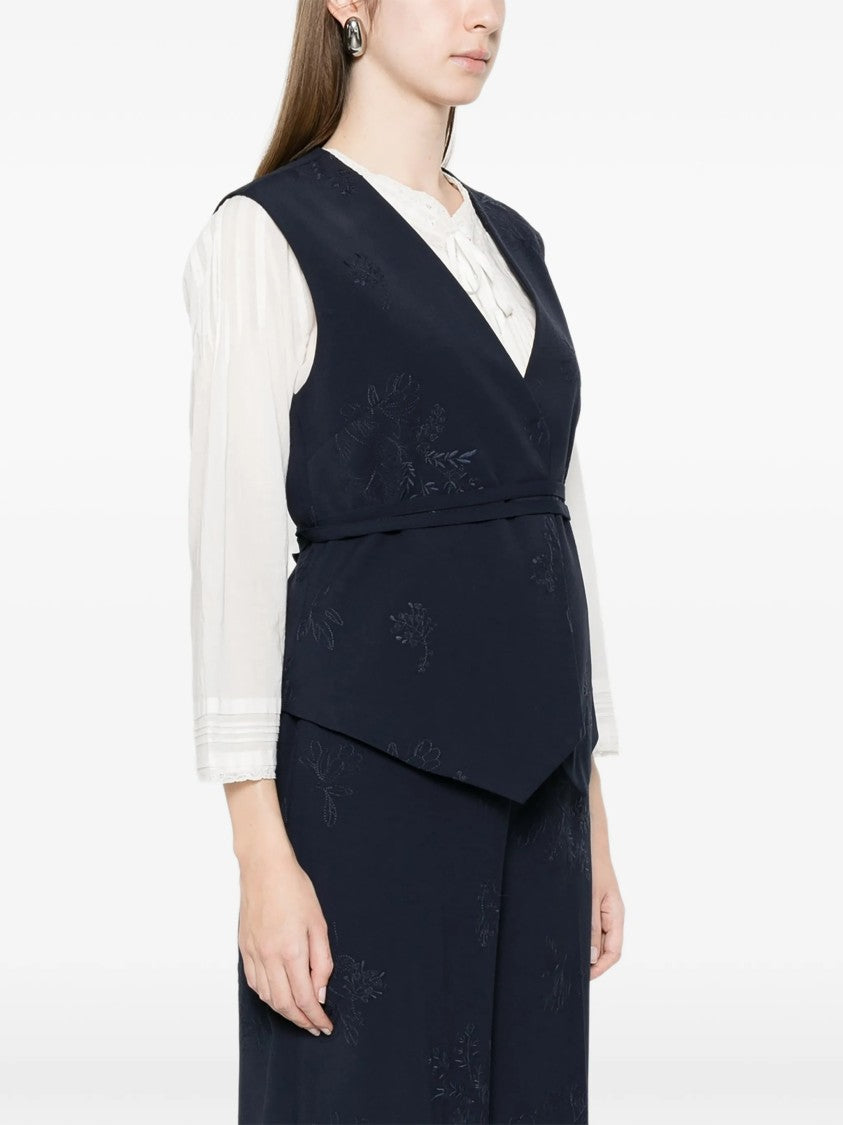 Twin-Set Blue Gilet Deep V-Neck Gilet
