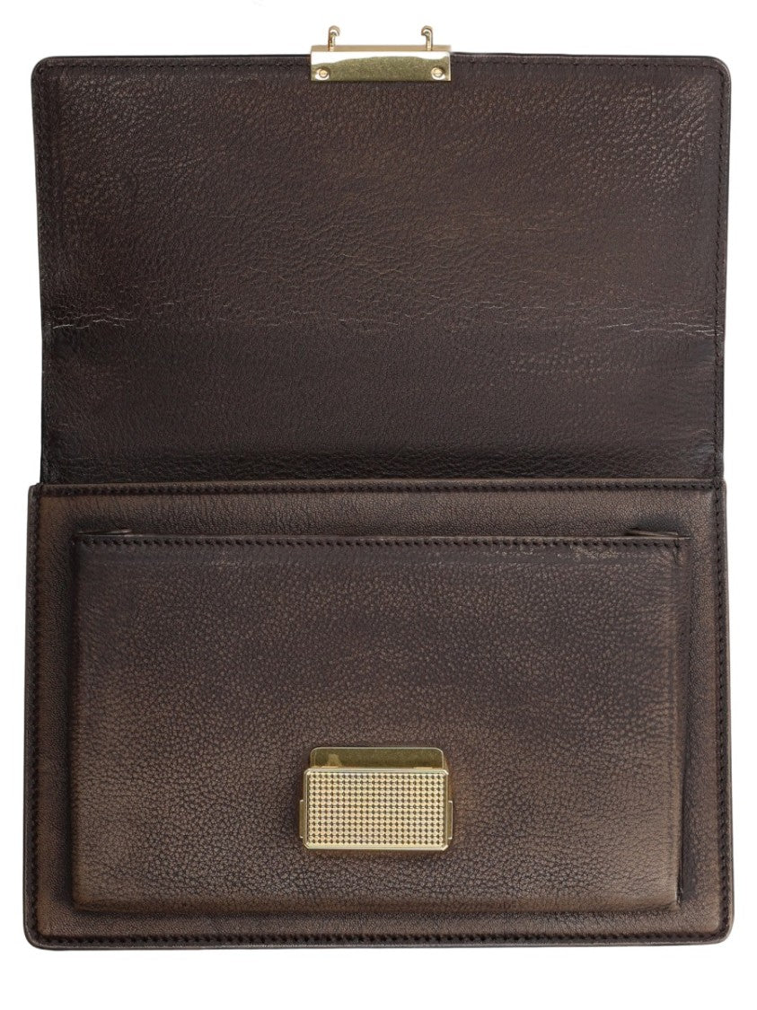 Golden Goose Structured Rectangular Gold Clasp Handbag