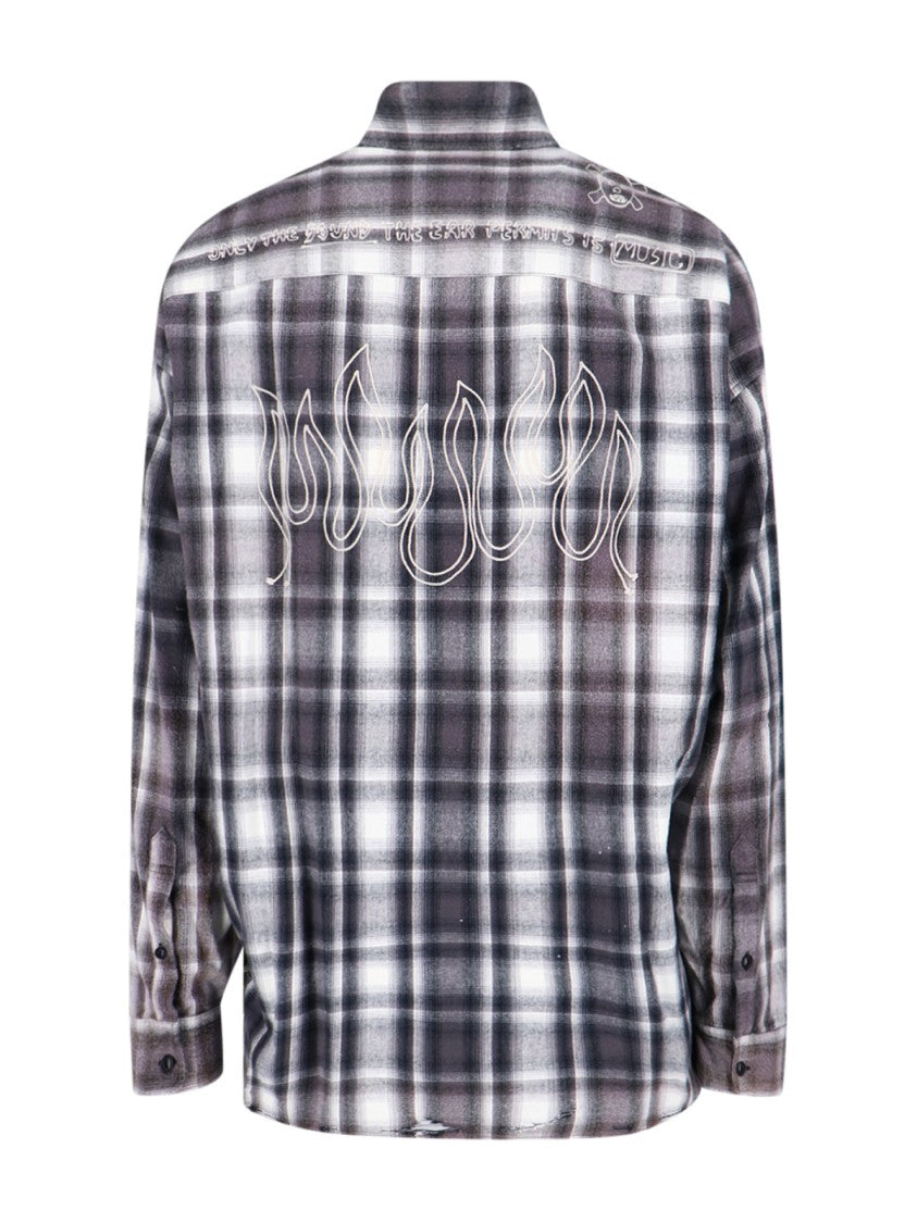 Maison Mihara Yasuhiro Vintage Check Cotton Shirt With Multicolor Embroidery