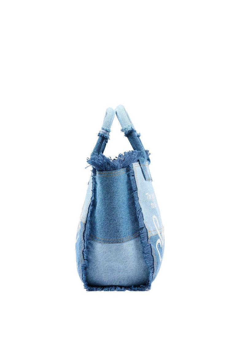 Mc2 Saint Barth Denim Blue Colette Cotton Handbag