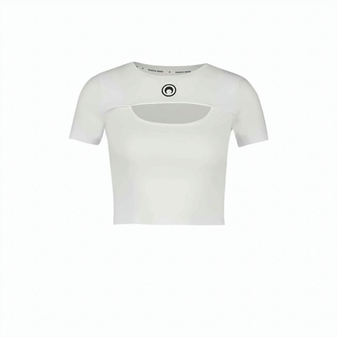 Marine Serre Cropped White Short-Sleeved Top