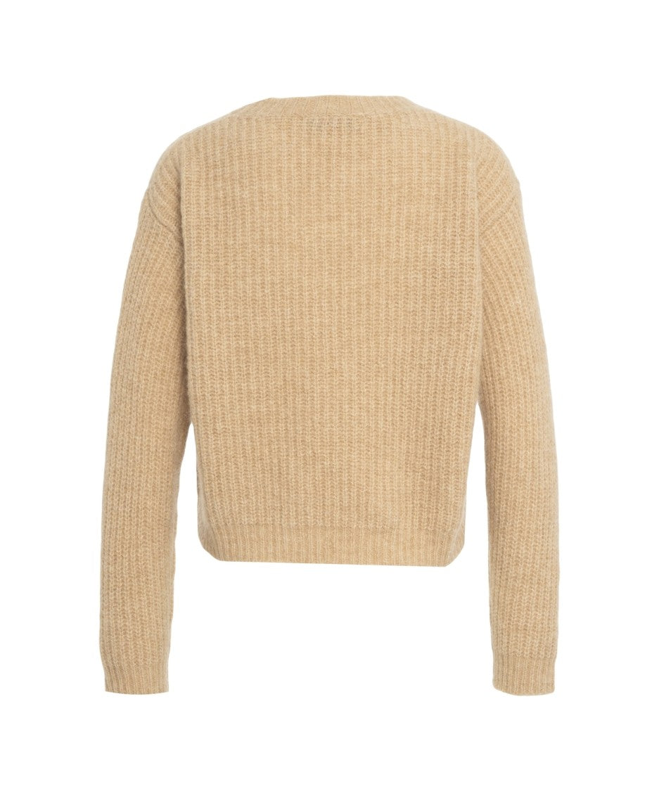 Jucca Ribbed Knit Sweater In Luxurious Beige Blend