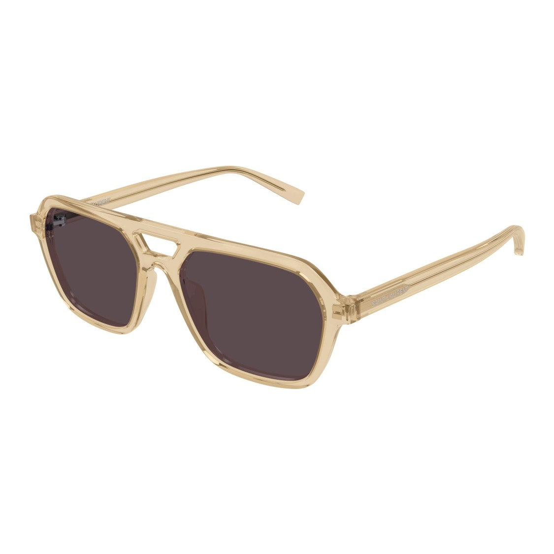 Saint Laurent Geometric Frame Sunglasses In Translucent Beige