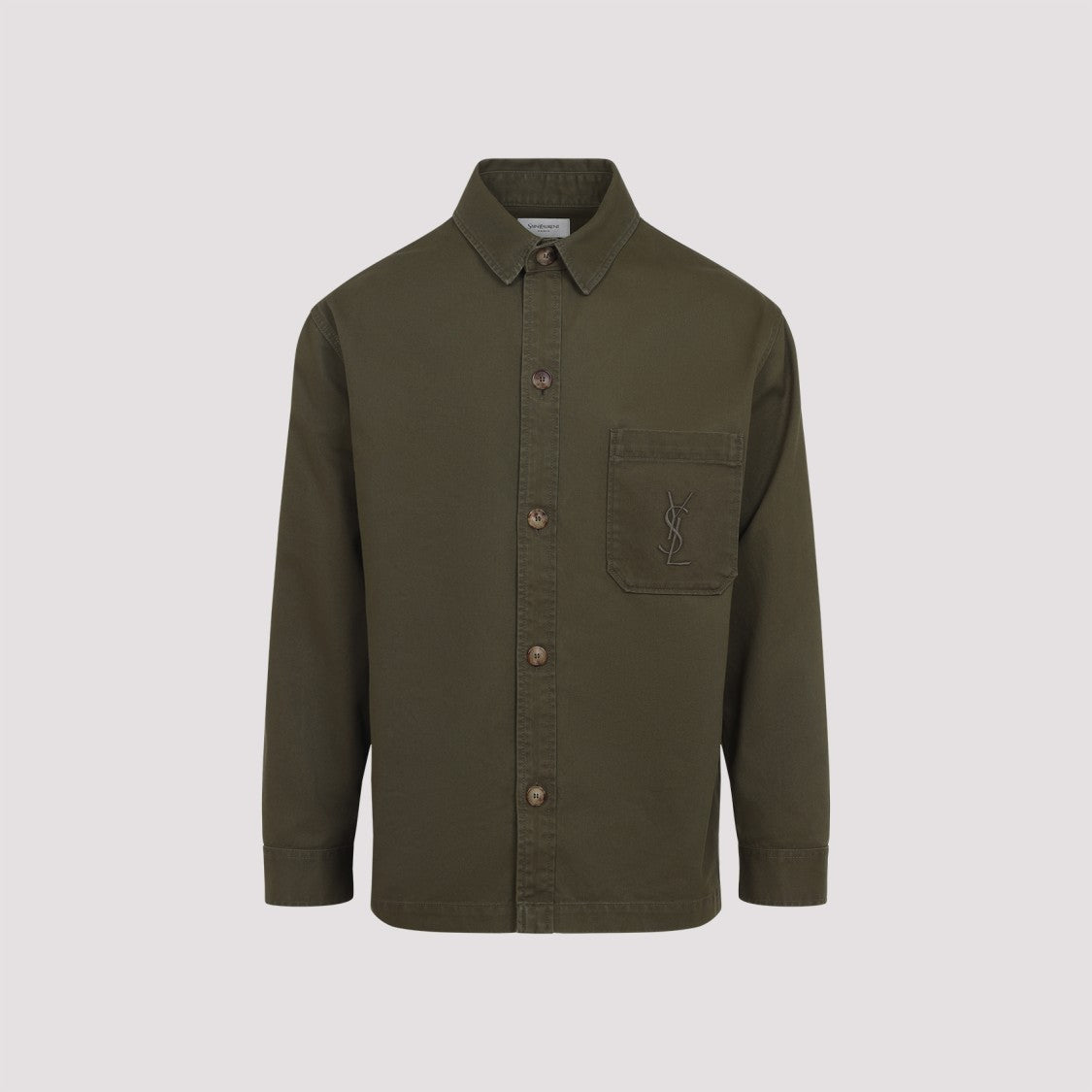 Saint Laurent Solferino Green Cotton Overshirt
