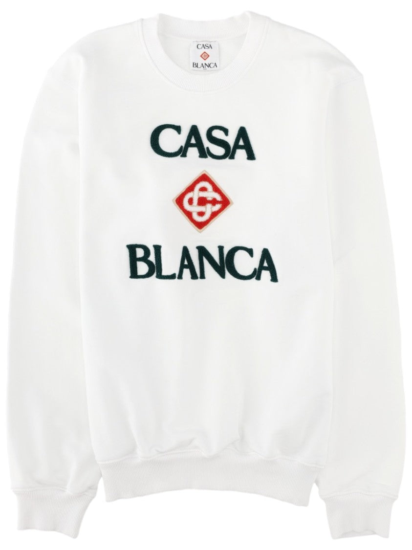 Casablanca Embroidered White Organic Cotton Sweatshirt