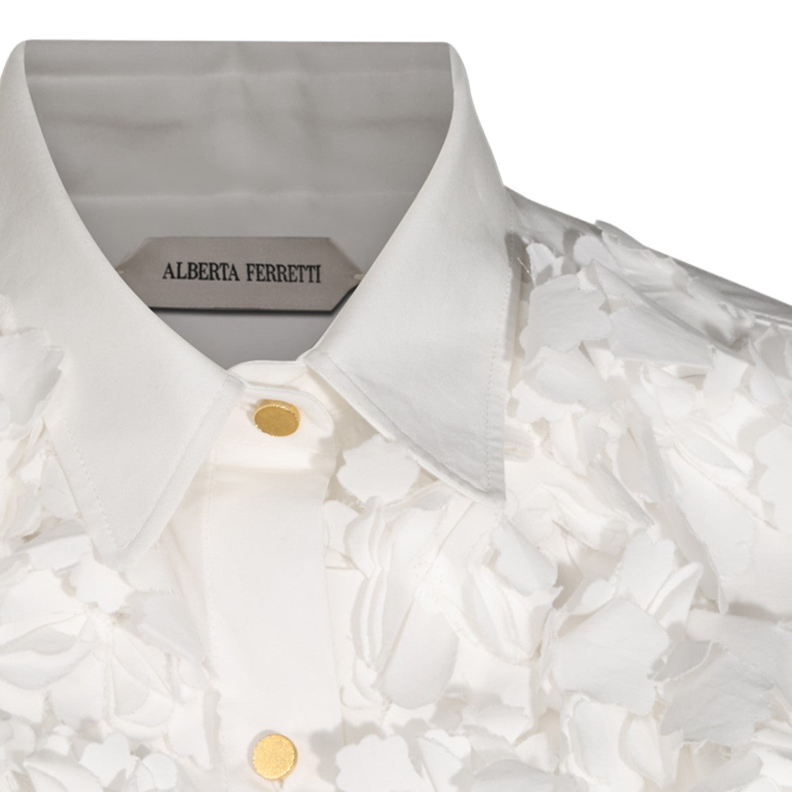 Alberta Ferretti White Floral Appliqué Detailed Shirt