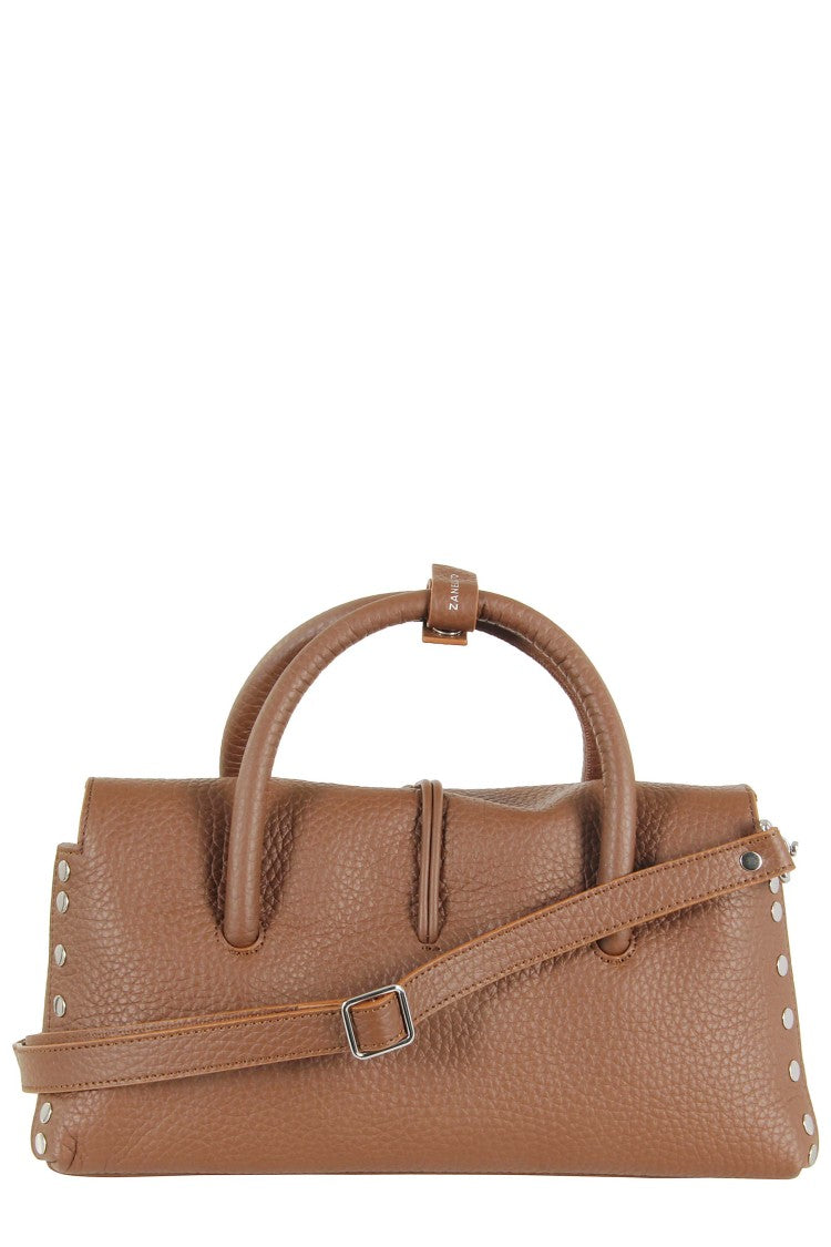 Zanellato Brown Dotta Centauro Small Textured Calfskin Handbag
