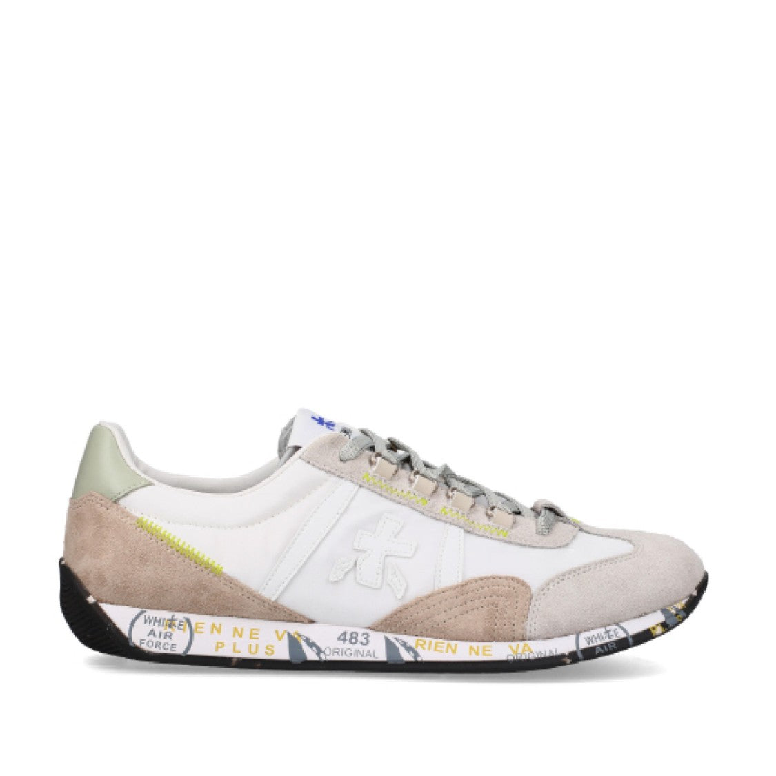 Premiata Suede And Technical Fabric White Jackyx Sneakers