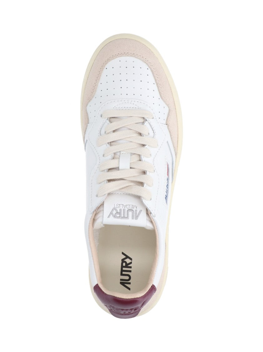 Autry Low-Top White Leather Sneakers With Beige Suede Accents