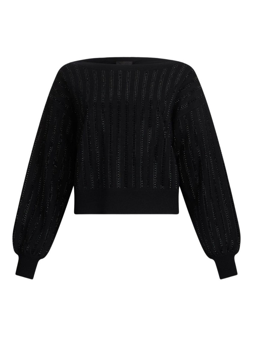Liu Jo Cropped Sweater With Wide Neckline And Voluminous Sleeves