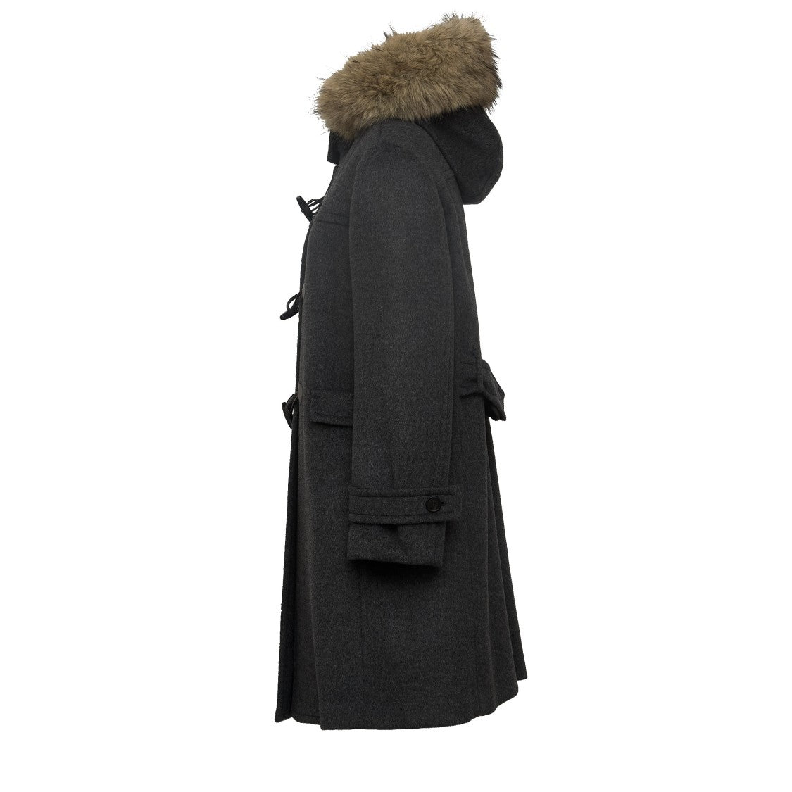 Max Mara Faux-Fur Trim Wool Double-Breasted Long Coat