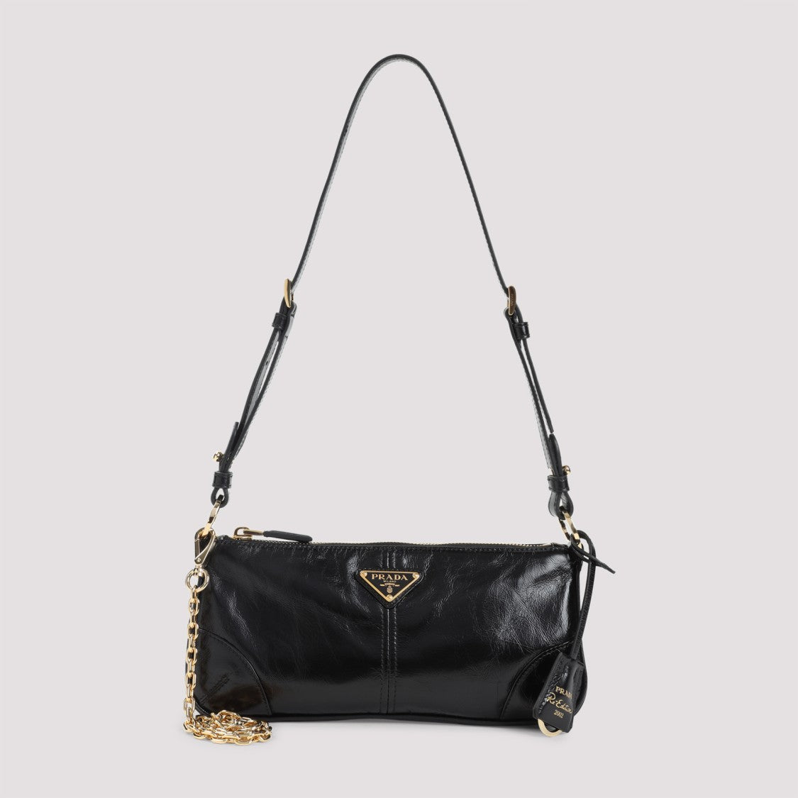 Prada Re-Edition 2002 Black Calf Leather Shoulder Bag