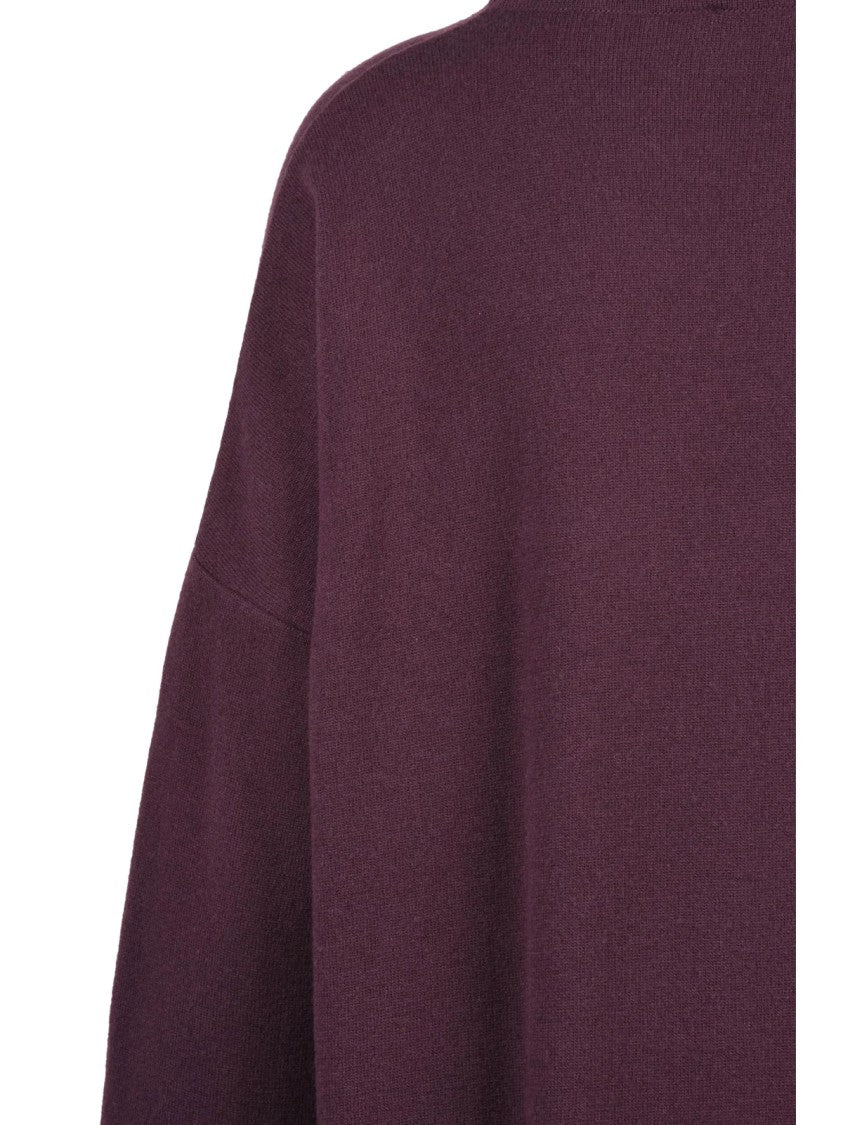 Valenti Red High Neck Wool Long Dress