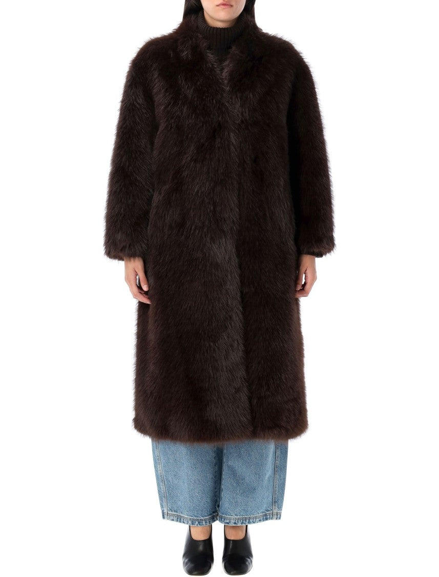 Sword Collarless Eco Fur Coat
