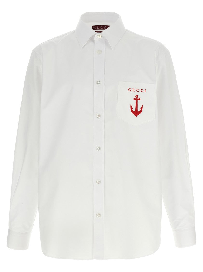 Gucci Cotton Poplin Shirt With Logo Embroidery