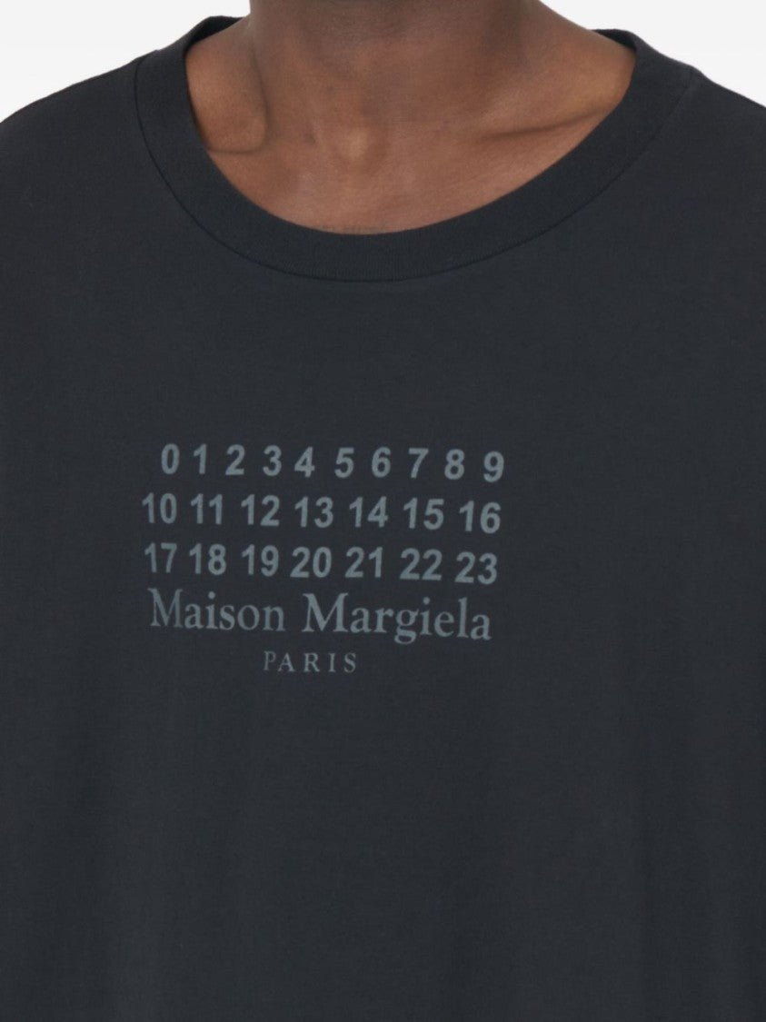 Maison Margiela Navy Cotton T-Shirt With Graphic Print