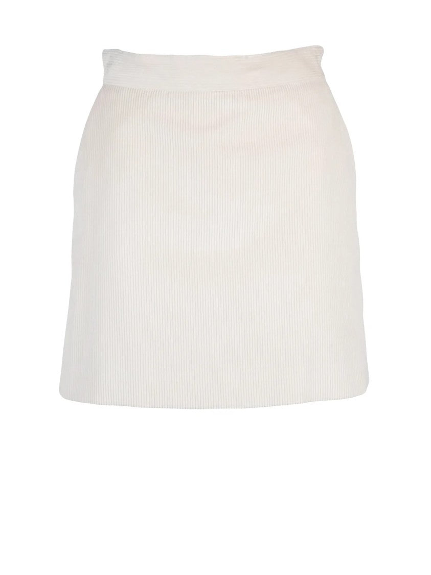 Marella Velvet Mini Skirt With Textured Ribbing And Side Pockets
