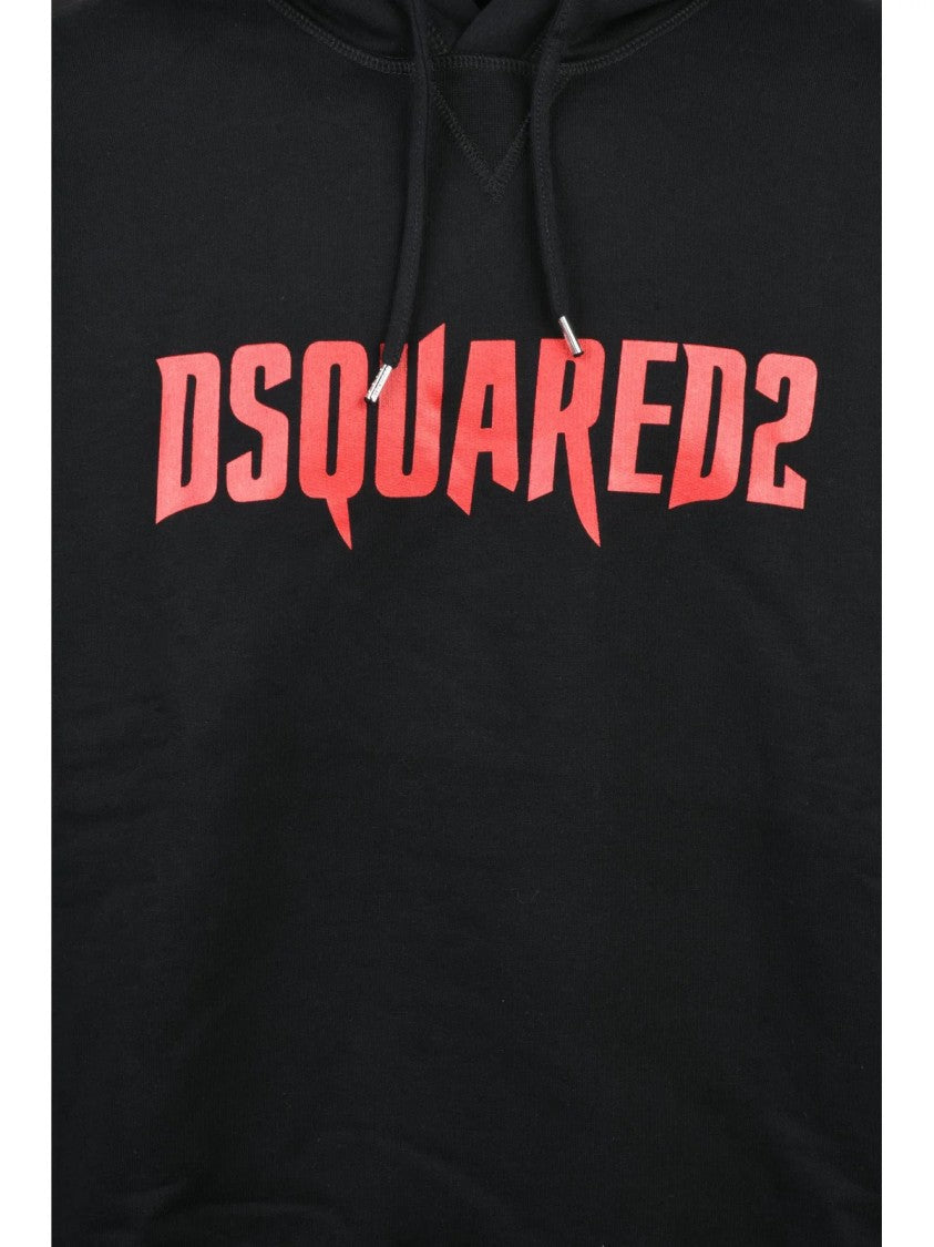 Dsquared2 Black Cotton Hooded Sweatshirt