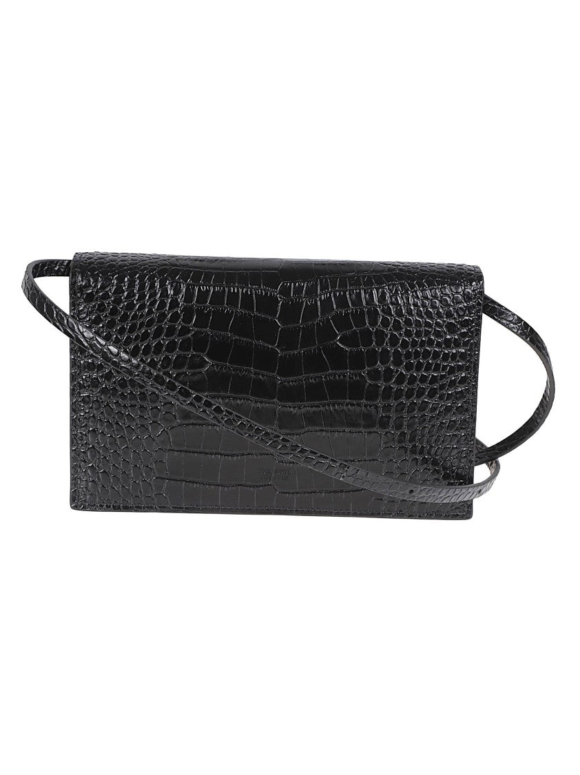 Tom Ford Rectangular Black Crocodile-Effect Bag With Adjustable Strap