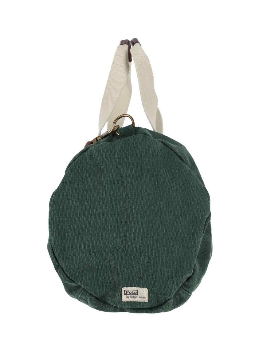 Polo Ralph Lauren Green Cotton Duffle Bag With Contrasting Handles