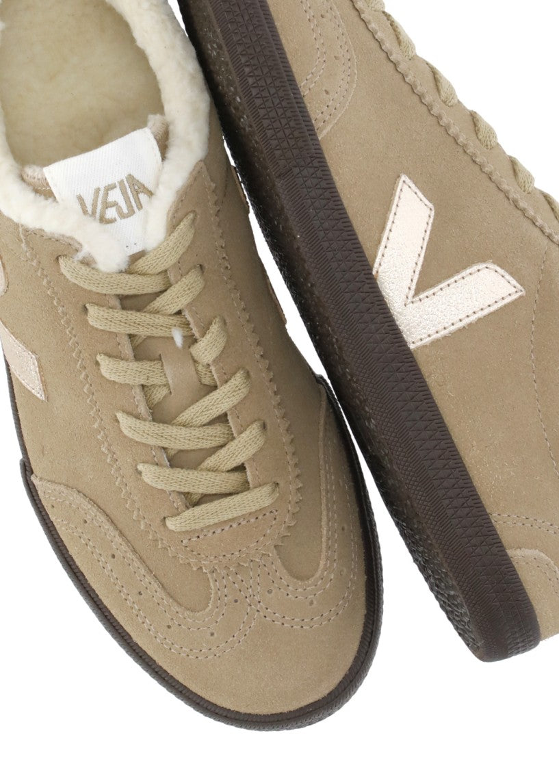 Veja Volley Winter Beige Shearling Suede Low-Top Sneakers