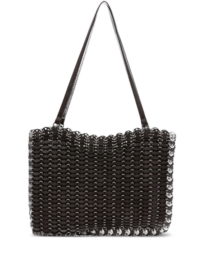 Rabanne Woven Leather Shoulder Bag With Metallic Accents
