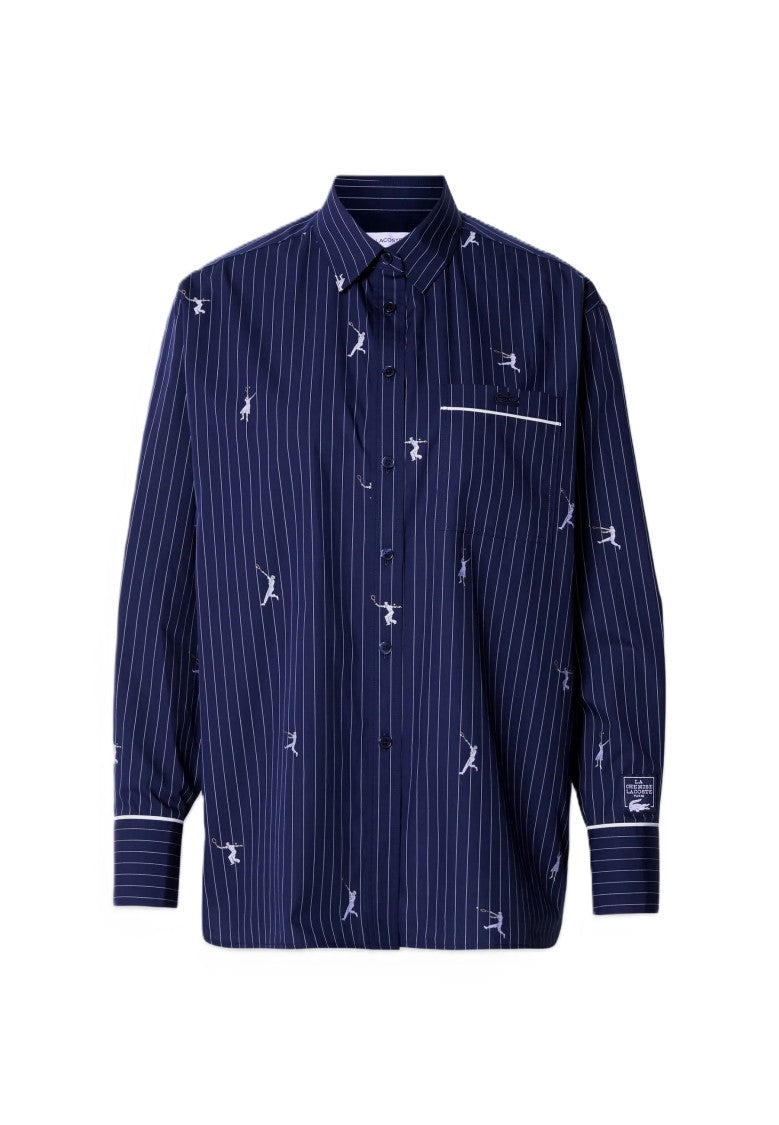 Lacoste Blue Monogram Jacquard Oversized Shirt